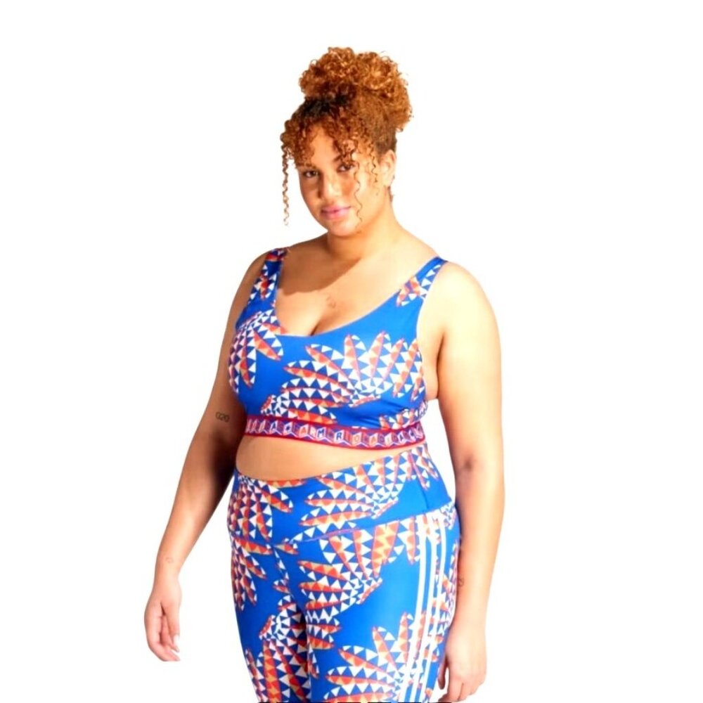 Adidas X Farm Rio Medium-Support Blue Bra Plus Size Adjustable Straps 2X - Picture 2 of 10
